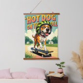 Skateboarding Dog Summer Funny Retro Beach Hangend Wandkleed (Slaapkamer)