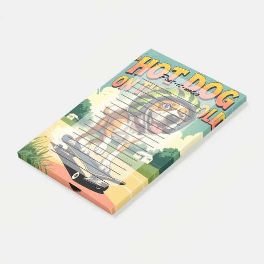 Skateboarding Dog Summer Funny Retro Beach Post-it® Notes (Schuin)