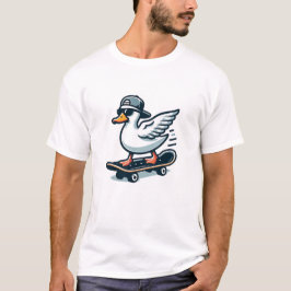 Skateboarding Duck - Cool Animal Skater Graphic T-shirt