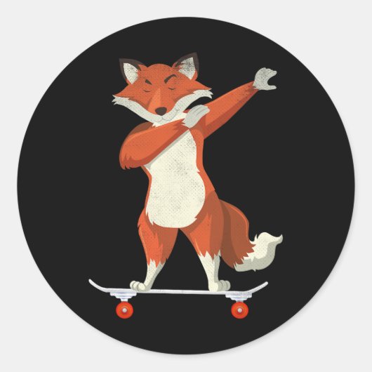 Skateboarding Fox On Skateboard Gift For Skaters  Ronde Sticker (Voorkant)