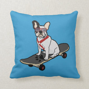 Skateboarding French Bulldog Dog Pillow Kussen