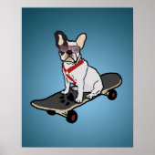 Skateboarding French Bulldog Dog Poster (Voorkant)