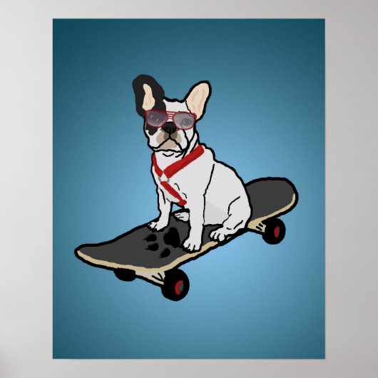Skateboarding French Bulldog Dog Poster (Voorkant)