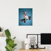 Skateboarding French Bulldog Dog Poster (Thuiskantoor)