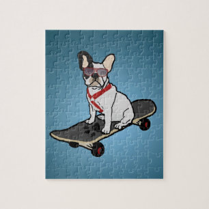 Skateboarding French Bulldog Dog Puzzle Legpuzzel