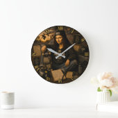 Skateboarding Funny Mona Lisa Skater Gift Grote Klok (Huis)