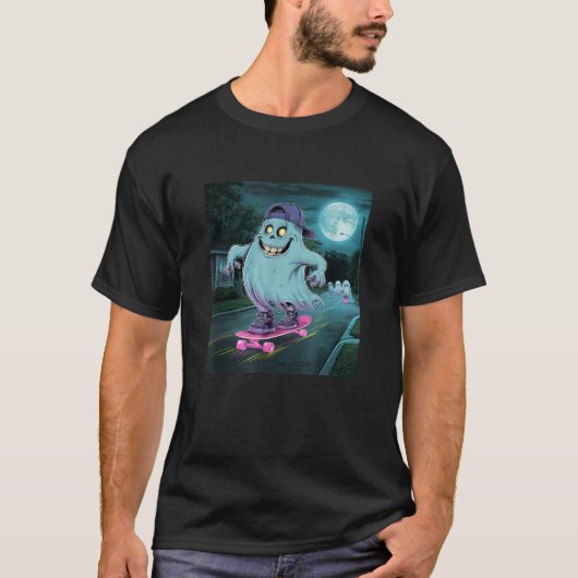 Skateboarding Ghost Summerween Just Waiting For Ha T-shirt (Voorkant)