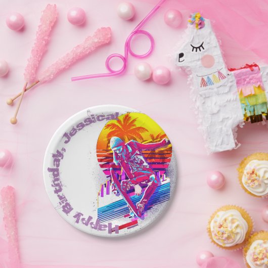 Skateboarding Girl Papieren Bordje (Feest)