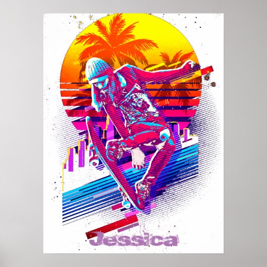 Skateboarding Girl Poster (Voorkant)