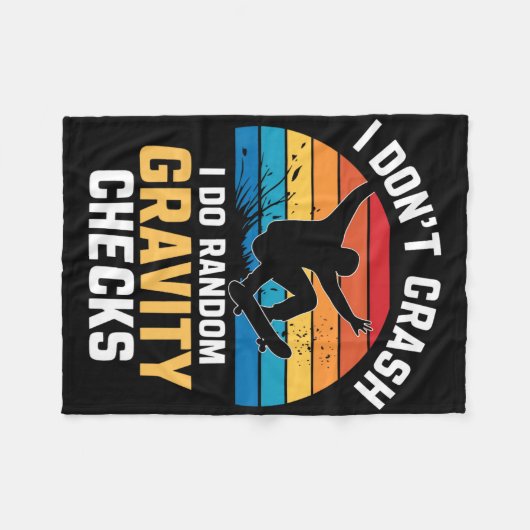 Skateboarding Gravity Check Funny Skater Gift Mens Fleece Deken (Voorkant (Horizontaal))