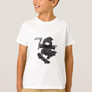 Skateboarding Grim Reaper Zeis Chibi Kinderen T-shirt