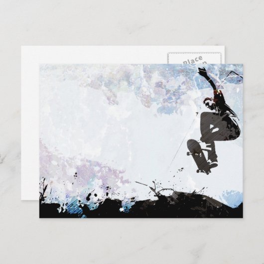 Skateboarding Grunge Layout Briefkaart (Voorkant / Achterkant)