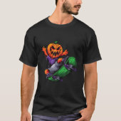 Skateboarding Halloween Retro Sunset Party Pumpkin T-shirt (Voorkant)