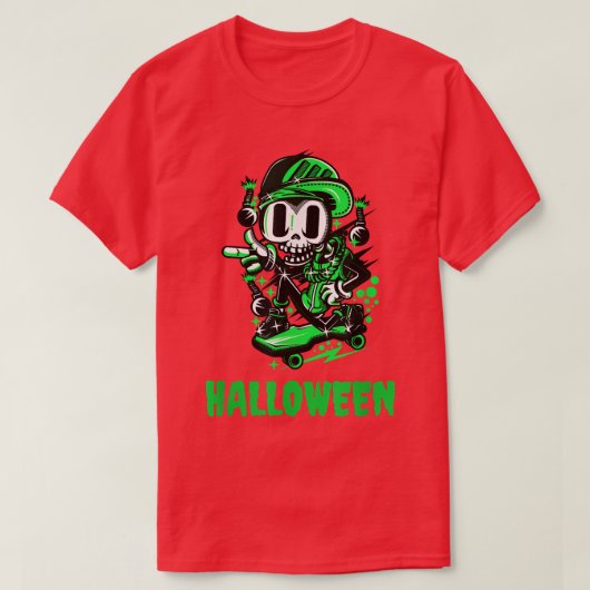 Skateboarding Halloween Skeleton T-shirt (Design voorkant)