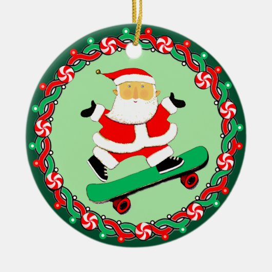 Skateboarding Holiday Gift Ceramic Ornament (Voorkant)