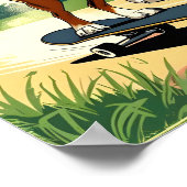 Skateboarding Hond Zomer Grappig Retro Strand Poster (Hoek)
