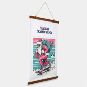 Skateboarding kerstman hangend wandkleed (Gebogen)