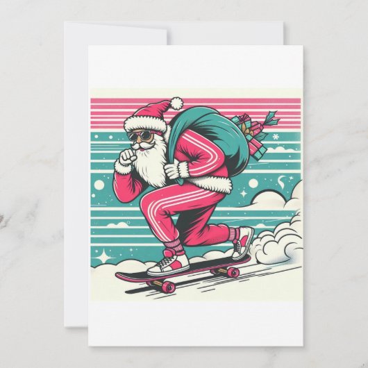 Skateboarding kerstman kaart (Voorkant)