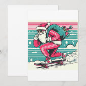Skateboarding kerstman kaart (Voorkant / Achterkant)