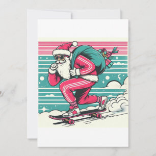 Skateboarding kerstman kaart