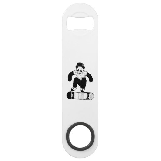 Skateboarding Panda Speed Flessenopener (Voorkant)