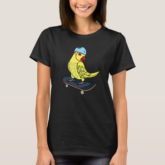 Skateboarding Parrot I Yellow Indian Ringneck T-shirt (Voorkant)