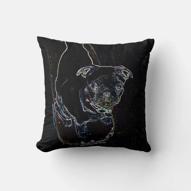 Skateboarding Pug Pillow Kussen (Voorkant)