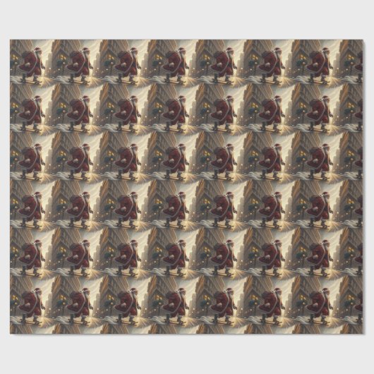 Skateboarding Santa Wrapping Paper Cadeaupapier (Vlak)