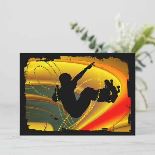 Skateboarding Silhouette in de Bowl Kaart (Staand voorkant)