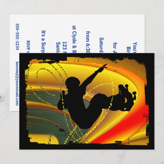 Skateboarding Silhouette in de Bowl Kaart (Voorkant / Achterkant)