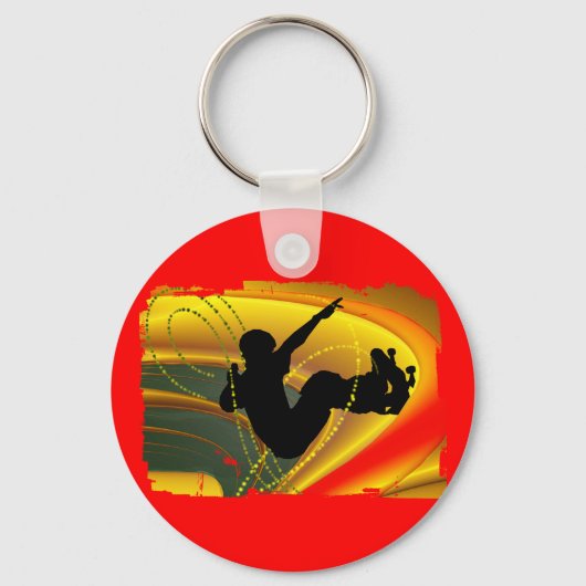 Skateboarding Silhouette in de Bowl Sleutelhanger (Voorkant)