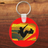 Skateboarding Silhouette in de Bowl Sleutelhanger (Voorkant)