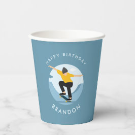 Skateboarding Silhouette Name Kids Birthday Papieren Bekers
