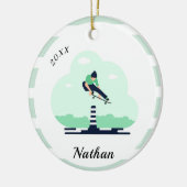 Skateboarding Skater Name & Year Trendy Green  Keramisch Ornament (Links)
