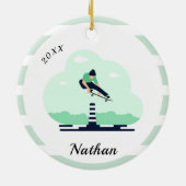 Skateboarding Skater Name & Year Trendy Green  Keramisch Ornament (Achterkant)