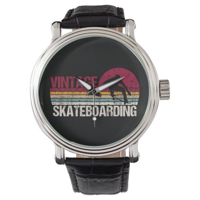 Skateboarding Skater Vintage Retro Horloge (Voorkant)