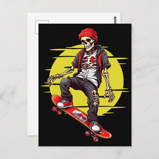 Skateboarding Skeleton Briefkaart (Voorkant / Achterkant)