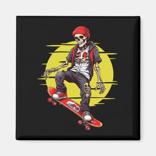 Skateboarding Skeleton Magneet (Voorkant)