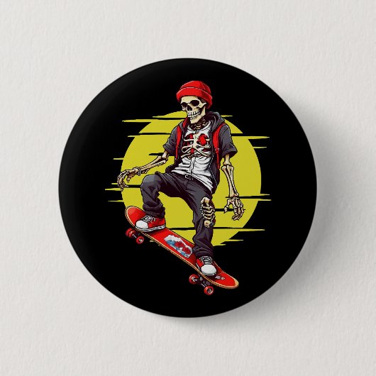 Skateboarding Skeleton Ronde Button 5,7 Cm (Voorkant)
