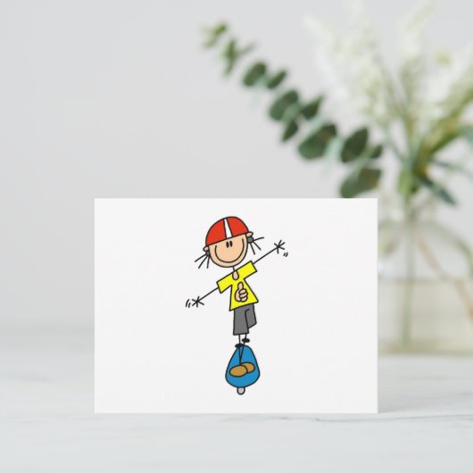 Skateboarding Stick Figuur Briefkaart (Staand voorkant)