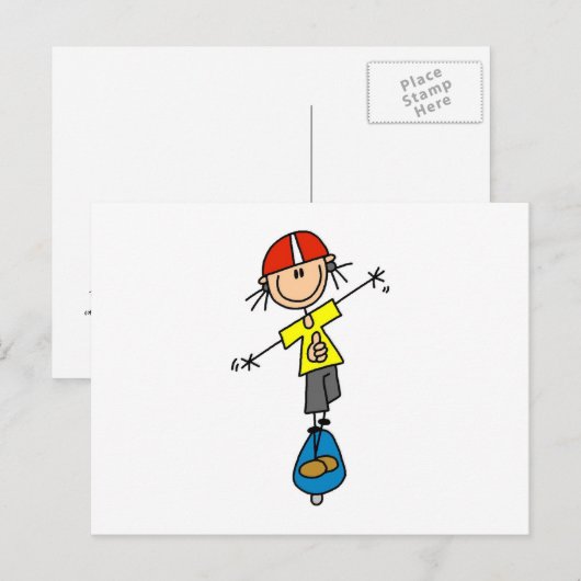 Skateboarding Stick Figuur Briefkaart (Voorkant / Achterkant)