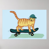 Skateboarding Tabby Cat Poster (Voorkant)