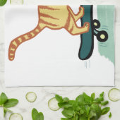 Skateboarding Tabby Cat Theedoek (Gevouwen)