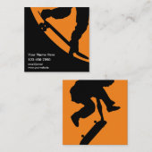 Skateboarding Theme Cool  Vierkante Visitekaartje (Voorkant / Achterkant)