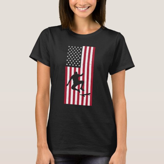 Skateboarding Vintage American Flag Skateboarding T-shirt (Voorkant)