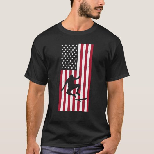 Skateboarding Vintage American Flag Skateboarding T-shirt (Voorkant)