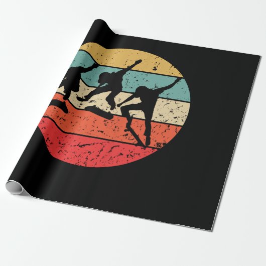 Skateboarding - Vintage Retro Skateboarder Cadeaupapier (Uitgerold)