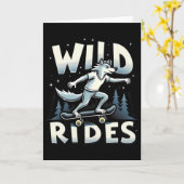 Skateboarding Wolf Spirit Animal Wolf Wild Rides  Kaart (Gele Bloem)