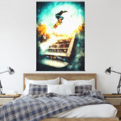 Skateboardlegende - Dynamische sportkunst - Stedel Canvas Afdruk (Insitu (Slaapkamer))
