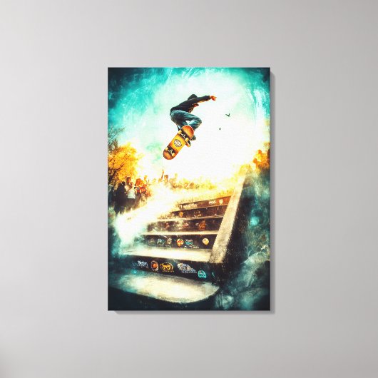 Skateboardlegende - Dynamische sportkunst - Stedel Canvas Afdruk (Voorkant)